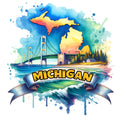 US States Retro Travel Fabric Panel 39