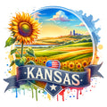 US States Retro Travel Fabric Panel 4