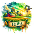 US States Retro Travel Fabric Panel 42