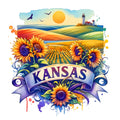 US States Retro Travel Fabric Panel 9