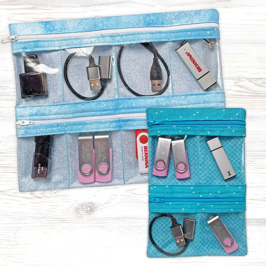 Double Zip USB + Gadget Cases In the Hoop Embroidery Designs Pickle Pie Designs