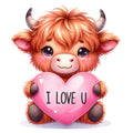 Valentine Highland Cow Fabric Panel 3