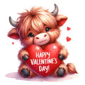 Valentine Highland Cow Fabric Panel 6