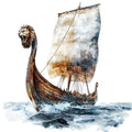 Viking Ships Fabric Panel 23