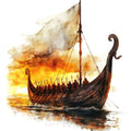 Viking Ships Fabric Panel 4