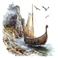 Viking Ships Fabric Panel 8
