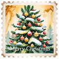 Vintage Christmas Stamps Fabric Panel 1