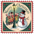 Vintage Christmas Stamps Fabric Panel 10