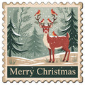 Vintage Christmas Stamps Fabric Panel 11