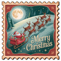Vintage Christmas Stamps Fabric Panel 15