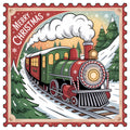 Vintage Christmas Stamps Fabric Panel 17