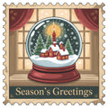 Vintage Christmas Stamps Fabric Panel 19