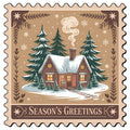 Vintage Christmas Stamps Fabric Panel 2