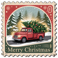 Vintage Christmas Stamps Fabric Panel 21