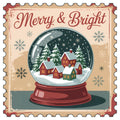 Vintage Christmas Stamps Fabric Panel 22
