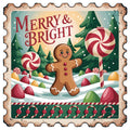 Vintage Christmas Stamps Fabric Panel 23