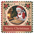 Vintage Christmas Stamps Fabric Panel 26