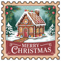 Vintage Christmas Stamps Fabric Panel 40