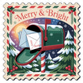 Vintage Christmas Stamps Fabric Panel 41