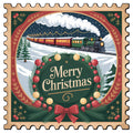 Vintage Christmas Stamps Fabric Panel 45