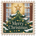 Vintage Christmas Stamps Fabric Panel 47