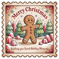 Vintage Christmas Stamps Fabric Panel 50