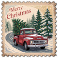 Vintage Christmas Stamps Fabric Panel 51
