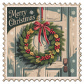 Vintage Christmas Stamps Fabric Panel 57