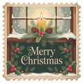 Vintage Christmas Stamps Fabric Panel 6