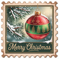 Vintage Christmas Stamps Fabric Panel 8