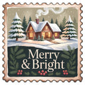Vintage Christmas Stamps Fabric Panel 9