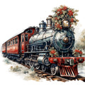 Vintage Christmas Trains Fabric Panel 11