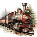 Vintage Christmas Trains Fabric Panel 14