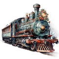 Vintage Christmas Trains Fabric Panel 5