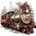 Vintage Christmas Trains Fabric Panel 6