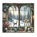 Vintage Christmas Window Fabric Panel 3