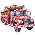 Vintage Fire Trucks Fabric Panel 12