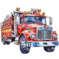 Vintage Fire Trucks Fabric Panel 2