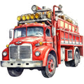 Vintage Fire Trucks Fabric Panel 3