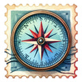Vintage Travel Stamps Fabric Panel 15