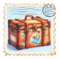 Vintage Travel Stamps Fabric Panel 20