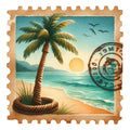 Vintage Travel Stamps Fabric Panel 5