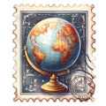Vintage Travel Stamps Fabric Panel 9