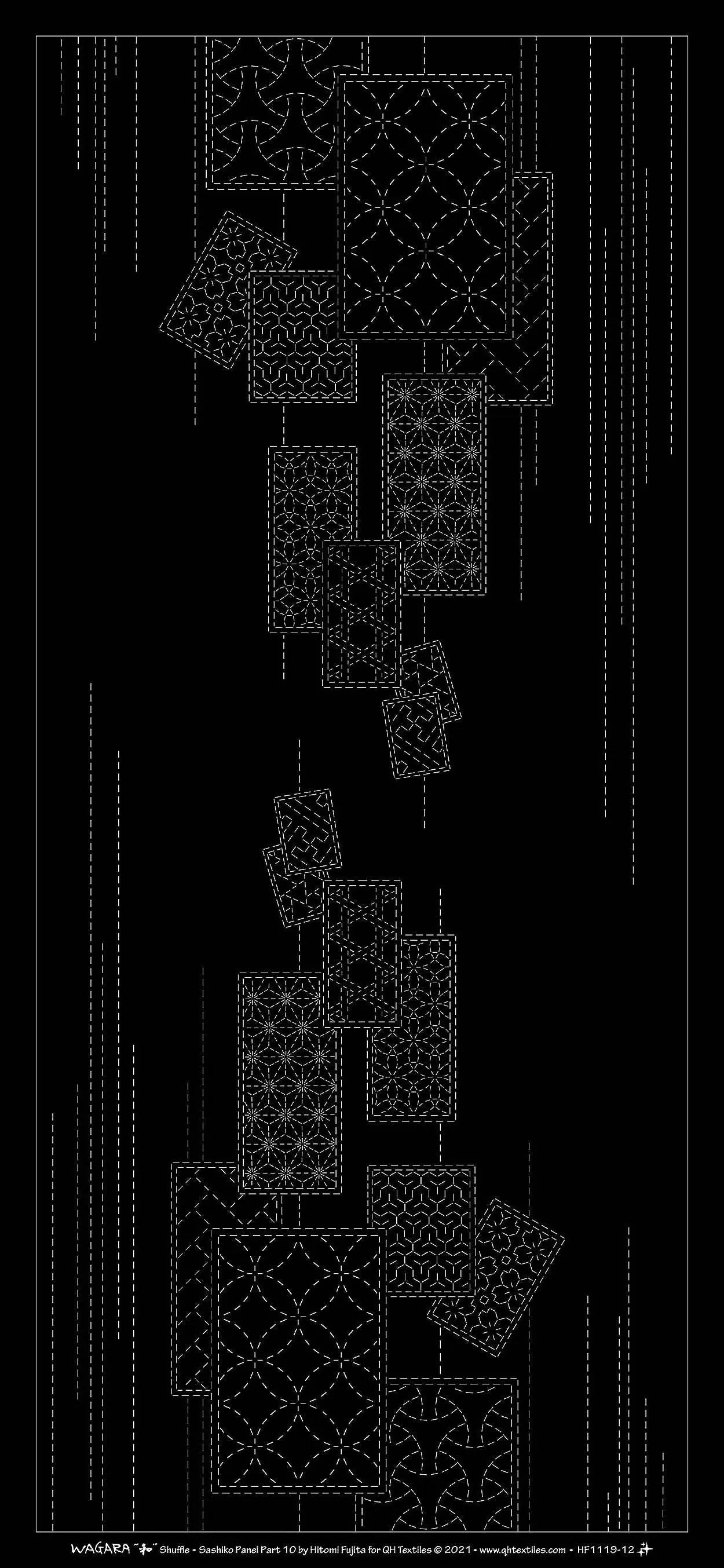 Wagara Sashiko Panel Part 10 Shuffle Black