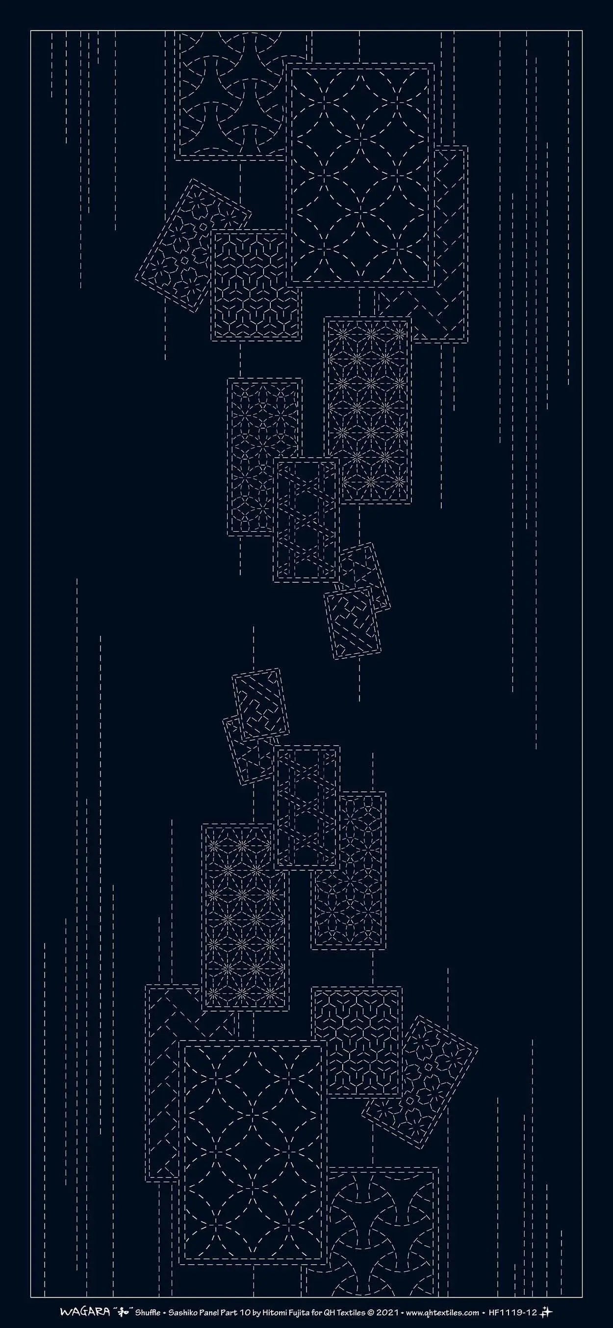 Wagara Sashiko Panel Part 10 Shuffle Navy