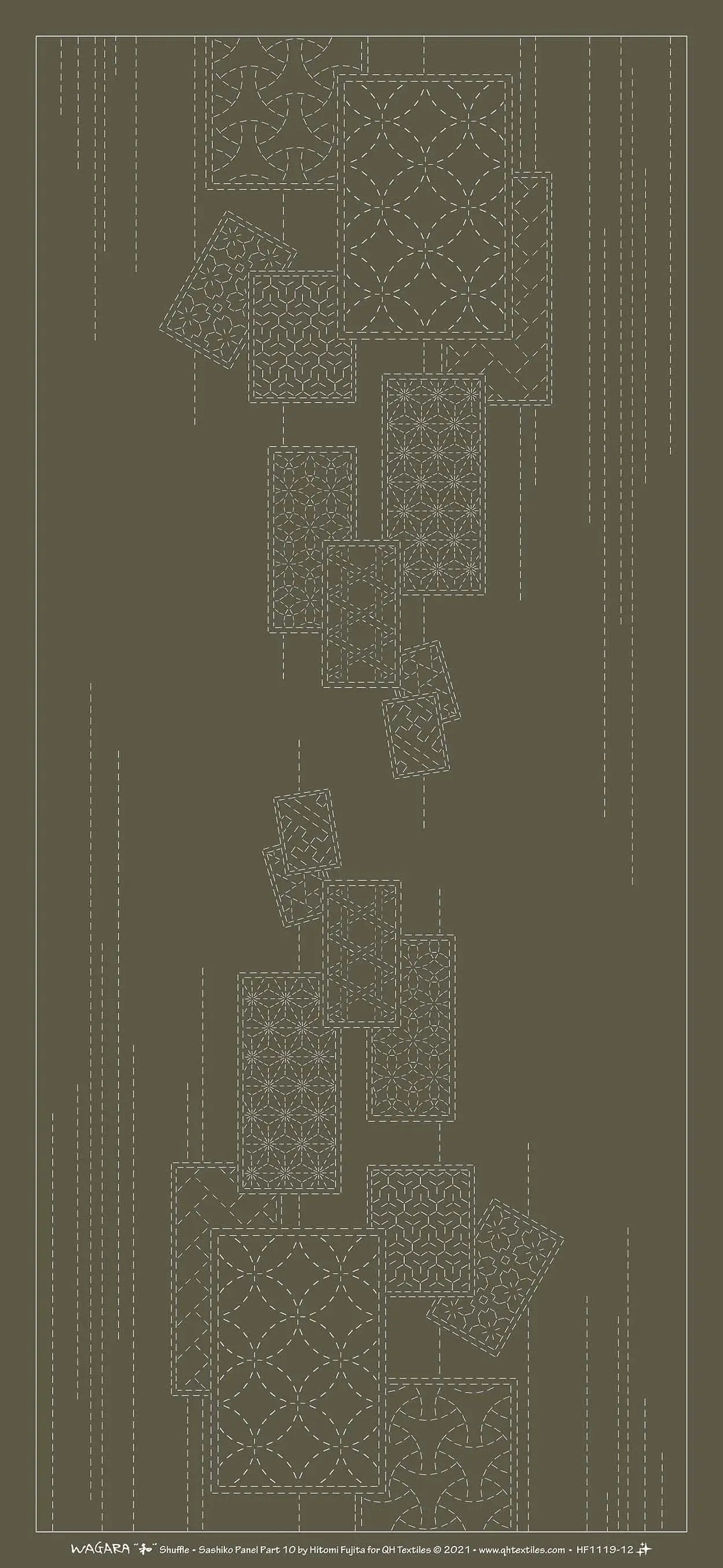 Wagara Sashiko Panel Part 10 Shuffle Slate