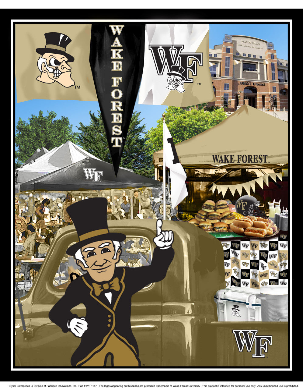 Wake Forest Demon Deacons - Tailgate Panel 44"/45" Fabric per yard