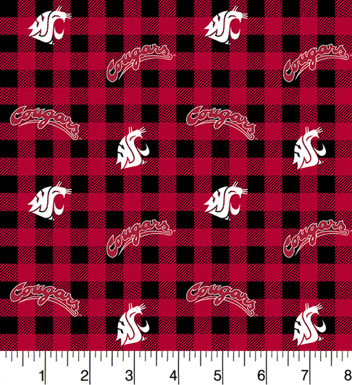 Washington State Cougars - Buffalo Plaid 44"/45" Fabric per yard
