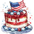 Watercolor 4th of July Fabric Panel 13
