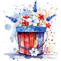 Watercolor 4th of July Fabric Panel 19